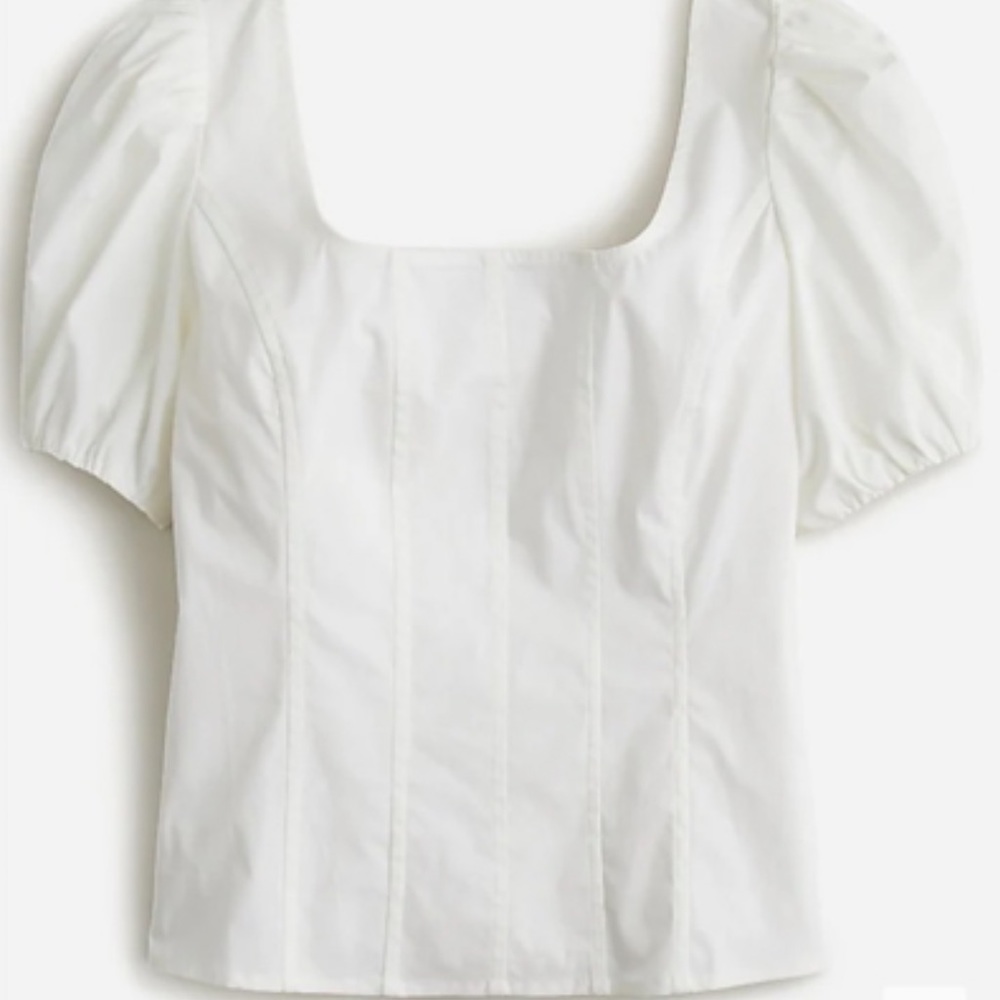 NWOT J. Crew Puff-sleeve squareneck top in Cotton Poplin (Womens 6)